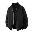 thumbnail image 1 of Dagugfen Fall Winter Jackets for Men Patchwork Plaid Lined Zipper up Loose Casual Work Jackets for Dating, 1 of 2