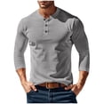 thumbnail image 1 of Dagugfen Fall Winter Long Sleeve Shirts for Men Button V Neck Casual Work Travel Shirts for Fishing, 1 of 8