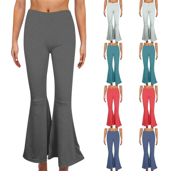 Dagugfen Flare Leggings for Women Mid Waist Casual Solid Color Trendy Travel Pants for Shopping Dating