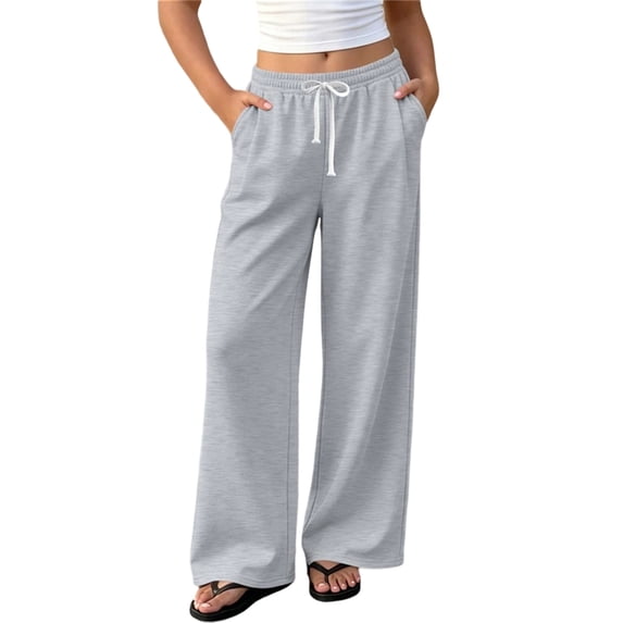 Dagugfen Girls Sweatpants Fleece Thermal Elastic Waist Straight Leg Full Length Sweatpants with Pockets(14-15 YearsGray)