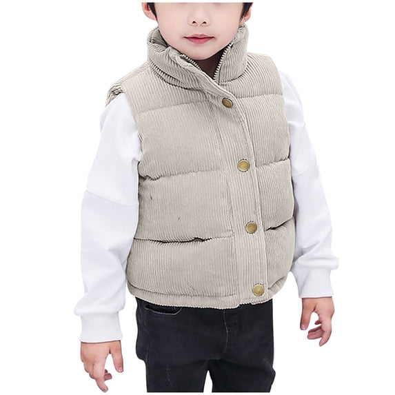 Dagugfen Girls Winter Jackets Vests Zip up Button Sleeveless High Neck Thick Warm Casual Outwear 3-10 Years