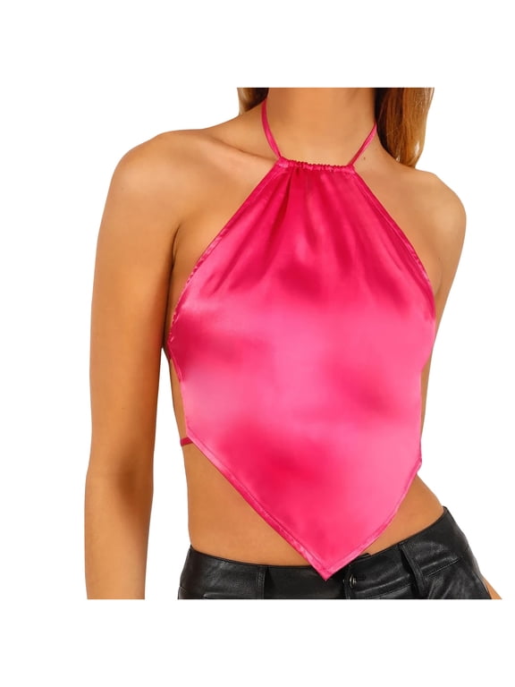Going out Tops for Women Backless Tie Halter Neck Bellyband Base Shirt Tops for Party Night Club