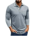 thumbnail image 1 of Dagugfen Golf Shirts for Men Button Lapel V Neck Long Sleeve Slim Comfy Casual Work Tops with Pocket, 1 of 7