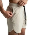thumbnail image 1 of Dagugfen Gym Mens Shorts Drawstring Mid Waist Lightweight Workout Cropped Pants with Zipper Pockets, 1 of 7