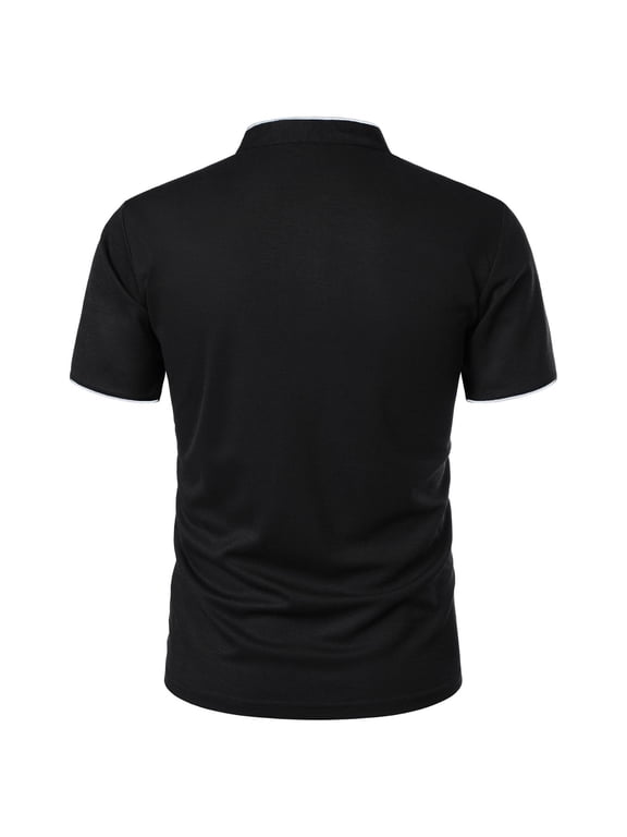 Henley Shirts for Men Short Sleeve Stand Neck Quarter Button Fitness Casual Shirts Stretchy Daily Wear Tops