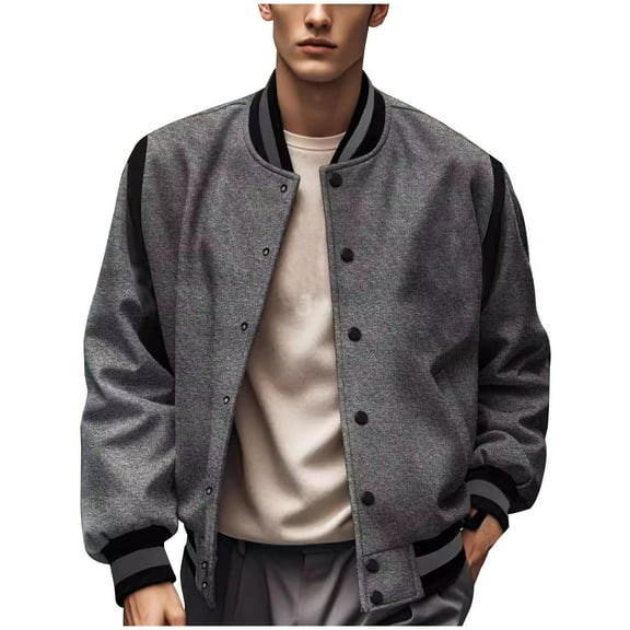 Dagugfen Jackets for Men Button down Loose Streetwear Casual Comfy Travel Cardigan Jacket Solid Color