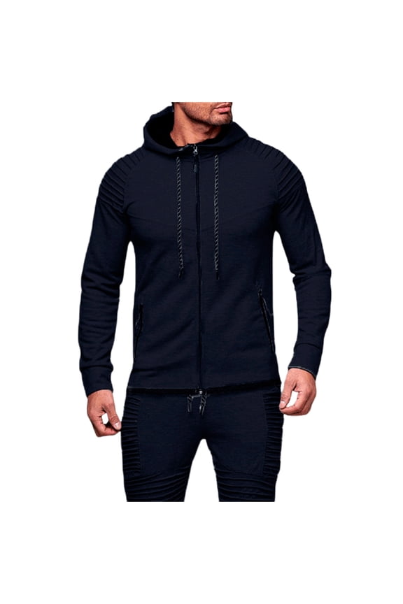 Jackets for Men Smocked Long Sleeve Slim Fitting Drawstring Casual Comfy Sweatshirts with Hood