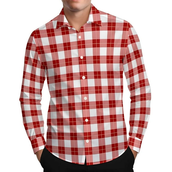 Dagugfen Long Sleeve Shirts for Men Button up Business Casual Regular Fitting Plaid Shirts Fall