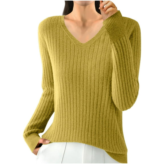 Dagugfen Long Sleeve Shirts for Women Sweaters V Neck Comfy Fitted Travel Casual Thermal Tops Solid Color