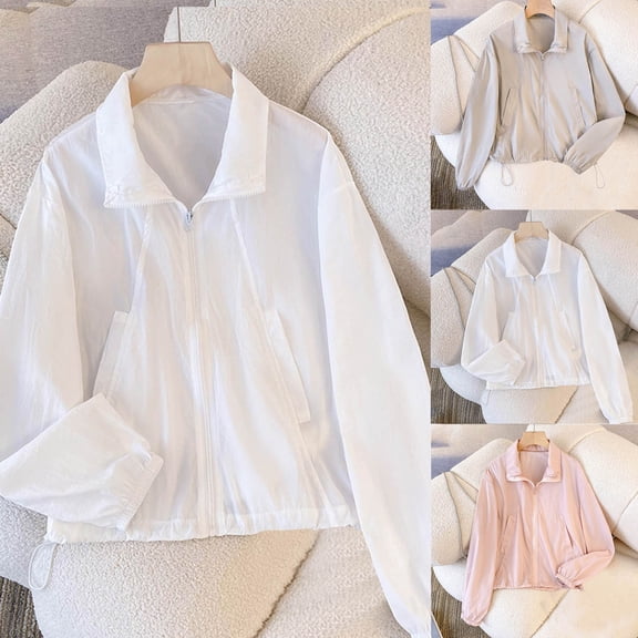 Dagugfen Long Sleeve Shirts for Women Zipper up Loose Lightweight Fall Jackets for Outdoor Activity