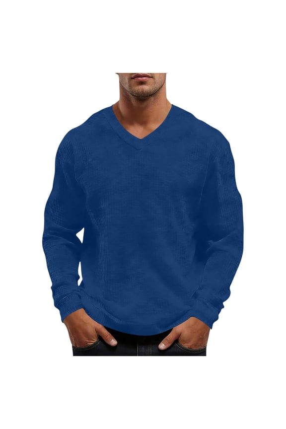 Long Sleeve Tops for Men Crewneck Loose Fitted Basic Tshirts Tops Casual Loungewear Base Layer Tops