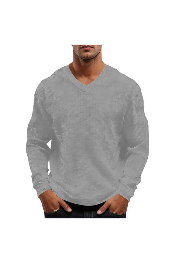 Long Sleeve Tops for Men Crewneck Loose Fitted Basic Tshirts Tops Casual Loungewear Base Layer Tops