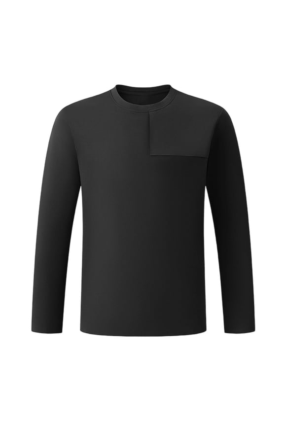 Long Sleeve Tops for Men Stretchy Crew Neck Moisture Wicking Gym Workout Base Layer Tops Solid Color