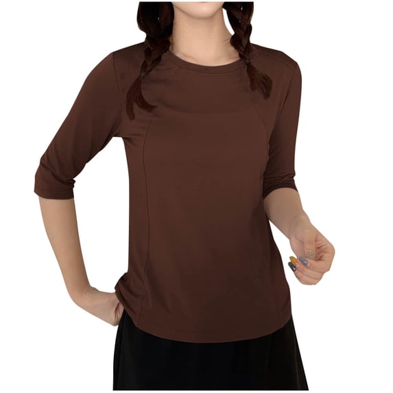 Dagugfen Loose Fitted Tshirts for Women Comfy Soft Crewneck 3/4 Sleeve Sleepwear Pajama Shirts