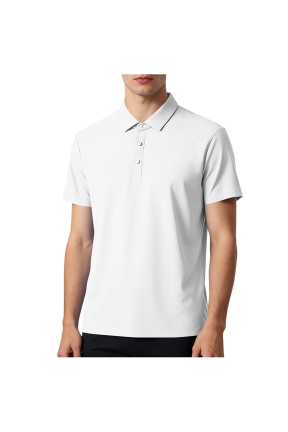 Men's Summer T Shirts Short Sleeve Collared Neck Casual 1/4 Button Crew Neck Solid Color Work Wear Tops