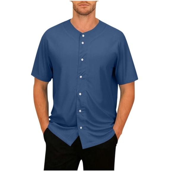 Dagugfen Men's T-Shirts Short Sleeve Button down Loose Fitted Breahtable Lounge Daily Wear Tops for Men
