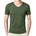 thumbnail image 1 of Dagugfen Men's Tee Shirts Short Sleeve Nylon Spandex Stretchable V Neck Pullover Tees for Men Solid Color, 1 of 6