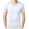 thumbnail image 1 of Dagugfen Men's Tee Shirts Short Sleeve Nylon Spandex Stretchable V Neck Pullover Tees for Men Solid Color, 1 of 6
