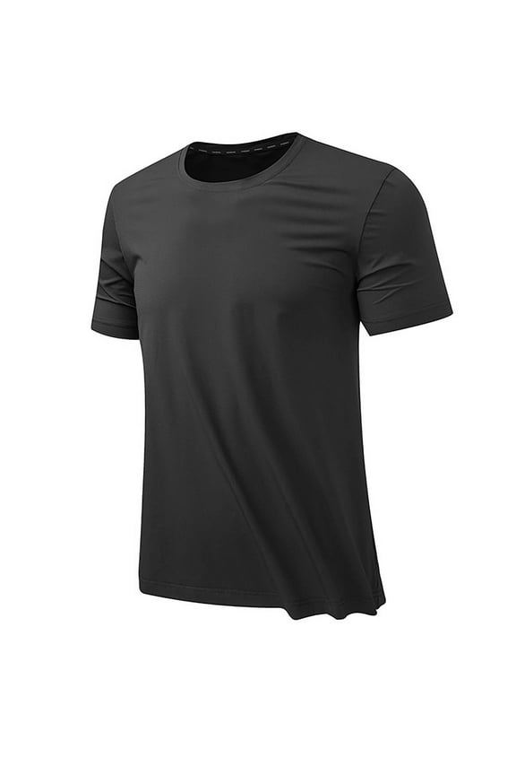 Men's Tshirts Short Sleeve Nylon Spandex Crew Neck Basic Pullover Tops for Men Solid Color
