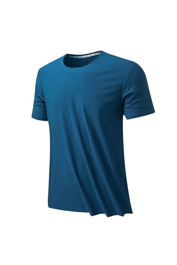Men's Tshirts Short Sleeve Nylon Spandex Crew Neck Basic Pullover Tops for Men Solid Color
