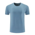 thumbnail image 1 of Dagugfen Mens Athletic Tops Crew Nack Short Sleeve Side Split Loose Lightweight Workout Shirts Pocket, 1 of 8