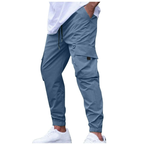 Dagugfen Mens Cargo Pants Elastic Waist Drawstring Baggy Lightweight Jogger Outdoor Climbing Trousers