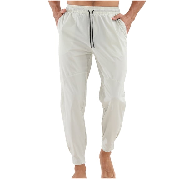Dagugfen Mens Casual Pants Elastic Waist Tapered Leg Drawstring Fitted Lightweight Work Cropped Lounge Pants