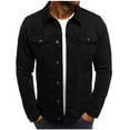 thumbnail image 1 of Dagugfen Mens Denim Jackets Lapel Button down Loose Casual Classic Vintage Jean Jackets with Multi Pockets, 1 of 3