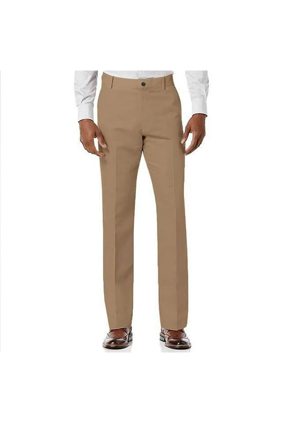 Mens Dress Pants Straight Leg Fitted Comfy Suit Pants Casual Button Business Work Trousers Pockets