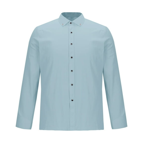 Dagugfen Mens Dress Shirts Button up Long Sleeve Loose Business Casual Work Tops for Meeting Solid Color