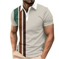 thumbnail image 1 of Dagugfen Mens Dress Shirts Plus Size Short Sleeve Button Lapel V Neck Fitted Summer Color Block Casual Office Tshirts, 1 of 5