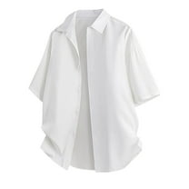 Dagugfen Mens Dress Shirts Short Sleeve Button up Lapel Loose Lightweight Business Casual Formal Tops
