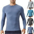 thumbnail image 1 of Dagugfen Mens Gym Tops Long Sleeve Crew Neck Tight Lightweight Running Workout Tee Shirts Fall, 1 of 6
