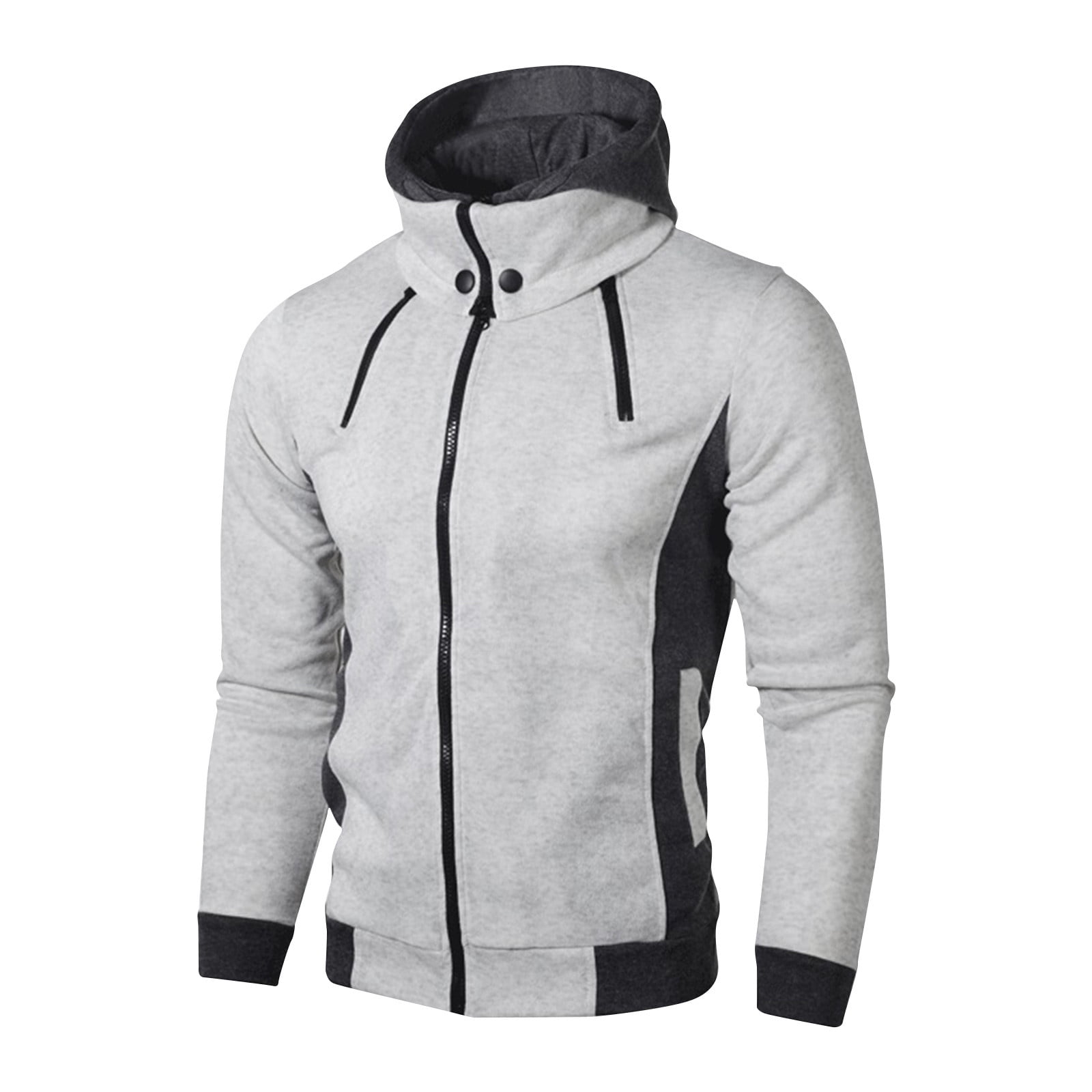 Men'S Warm Casual Stand-Collar Hooded Jacket