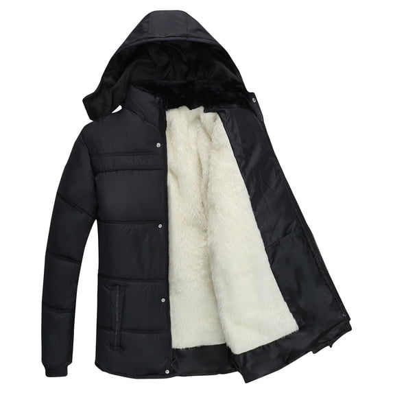 Dagugfen Mens Jacket Winter Coat Hoodie Zip up Skiwear Slim Thick Fleece Lined Comfy Warm Snowwear Windproof Casual Coat
