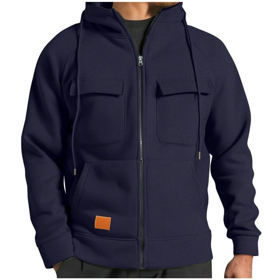 Dagugfen Mens Jackets Sweatshirts with Hood Long Sleeve Zipper up Fitted Comfy Casual Outwear with Multi Pockets