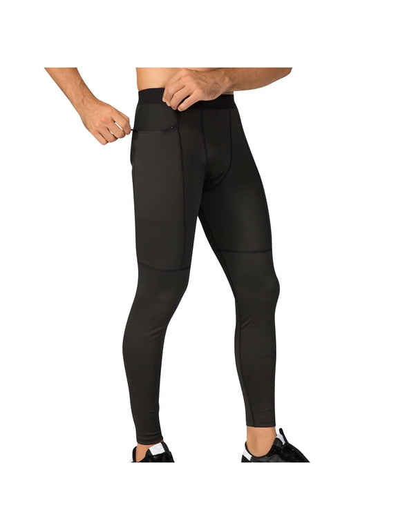 Mens Legging Warm Yoga High Elasticity Tight Fitting Running Basketball Training Pocket Base Pants