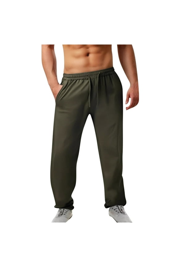 Mens Pants Casual Elastic Waist Drawstring Loose Lightweight Workout Trainning Running Pants