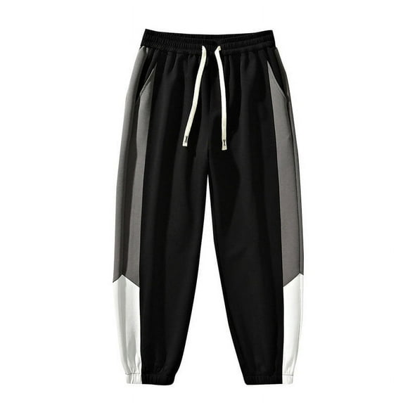 Dagugfen Mens Pants Elastic Waist Drawstring Baggy Color Block Lightweight Fashion Jogger Sports Trousers