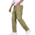 thumbnail image 1 of Dagugfen Mens Pants Flare Leg Elastic Waist Drawstring Side Zipper Casual Cargo Sports Pants Pockets, 1 of 8