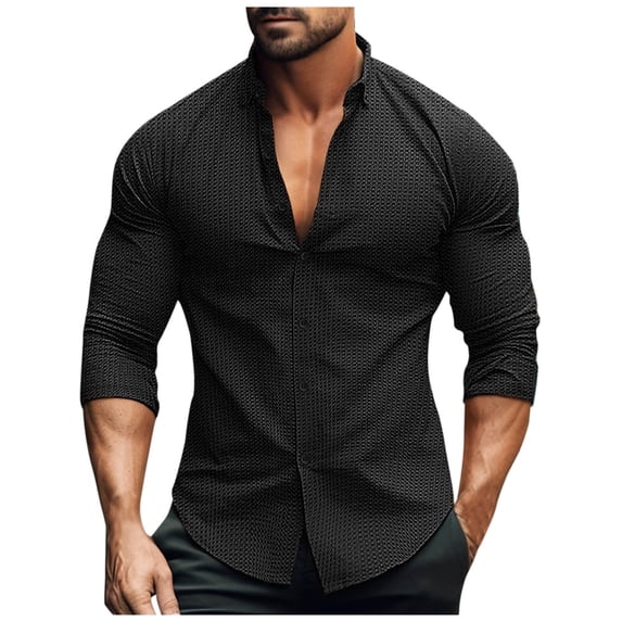 Dagugfen Mens Shirts Casual Long Sleeve Button down Fitted Travel Beach Fishing Shirts Solid Color