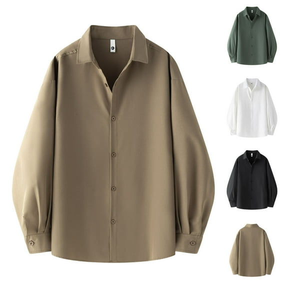 Dagugfen Mens Shirts Formal Button down Baggy Long Sleeve Loose Casual Lightweight Work Business Shirts