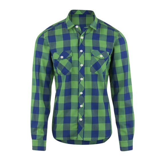 Dagugfen Mens Shirts Long Sleeve Button down Slim Plaid Casual Tops with Pockets for Camping Hiking