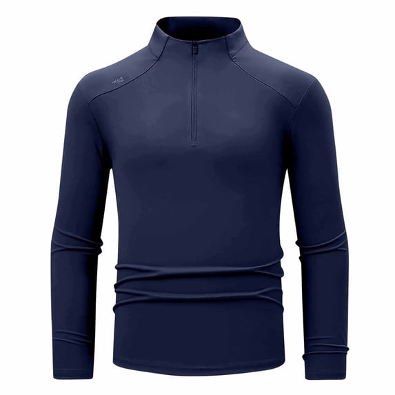 Dagugfen Mens Shirts Long Sleeve Quarter Zipper Stand Collar Tight Lightweight Running Training Workout Tops