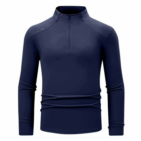 Dagugfen Mens Shirts Long Sleeve Quarter Zipper Stand Collar Tight Lightweight Running Training Workout Tops
