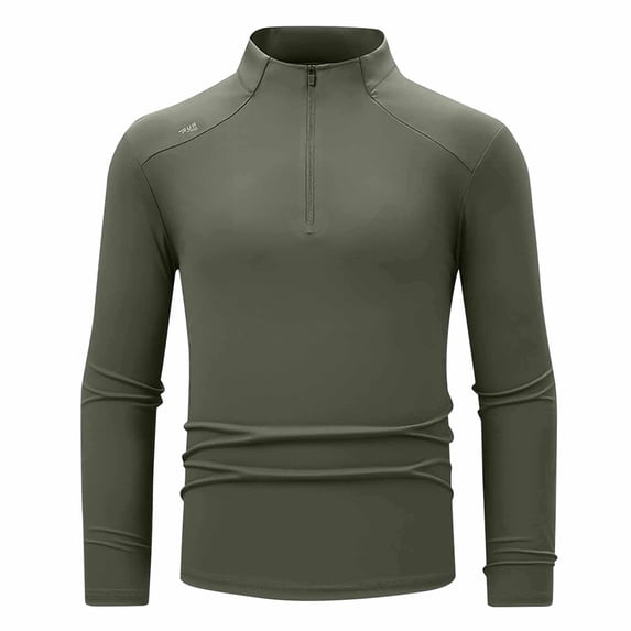 Dagugfen Mens Shirts Long Sleeve Quarter Zipper Stand Collar Tight Lightweight Running Training Workout Tops