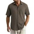 thumbnail image 1 of Dagugfen Mens Shirts Plus Size Button up Short Sleeve Loose Solid Color Casual Summer Tops with Pocket, 1 of 5