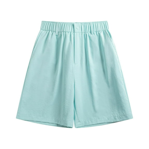 Dagugfen Mens Shorts Elastic Waist Button Loose Summer Casual Lightweight Shopping Camping Leisure Shorts