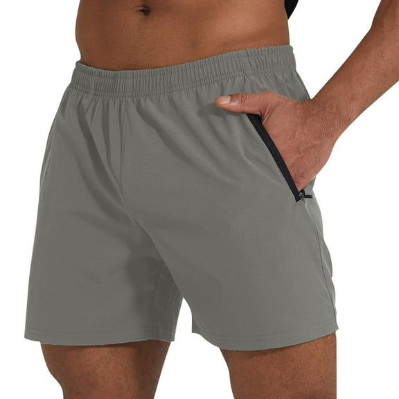 Dagugfen Mens Shorts Ruched Slim Fitted Solid Color Lightweight Casual Beach Shorts with Zipper Pockets