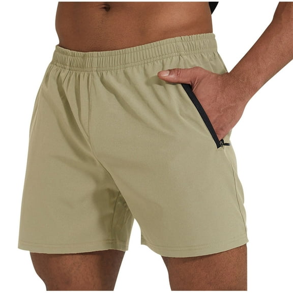 Dagugfen Mens Shorts Ruched Slim Fitted Solid Color Lightweight Casual Beach Shorts with Zipper Pockets